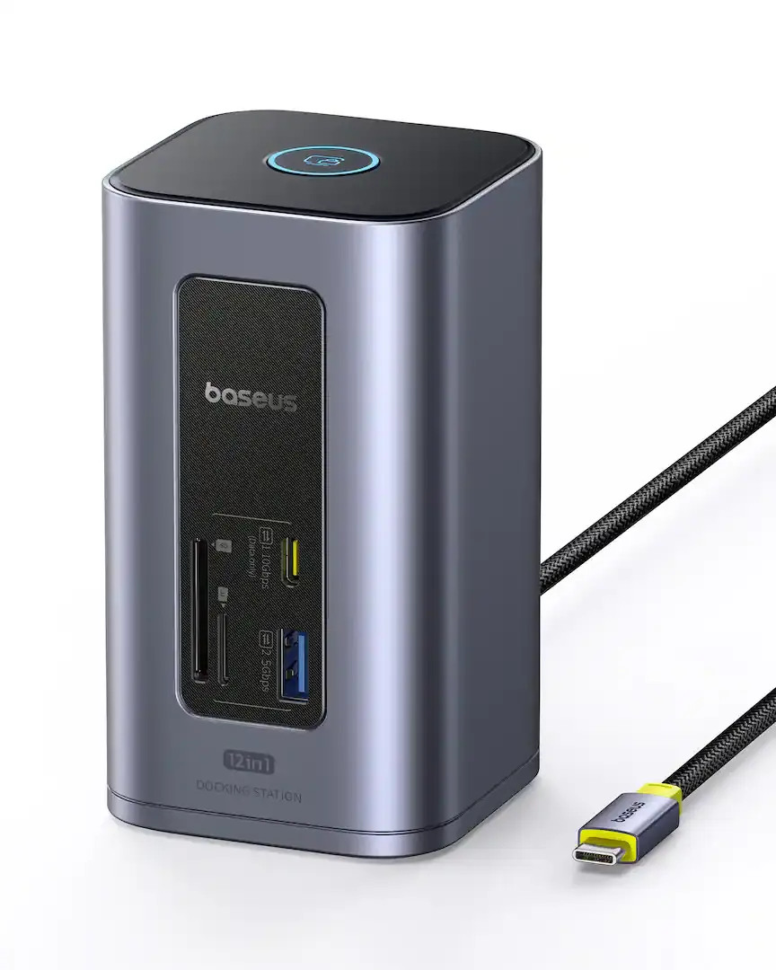 Baseus - Nomos Win Air 12-in-1 USB-C Laptop Docking Station with Dual Monitor, 4K HDMI, 10Gbps USB, 100W PD - Space Gray